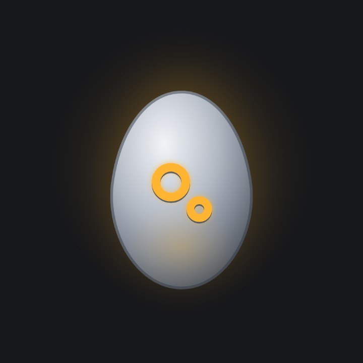 A palladium egg with two rings of different sizes inlaid.