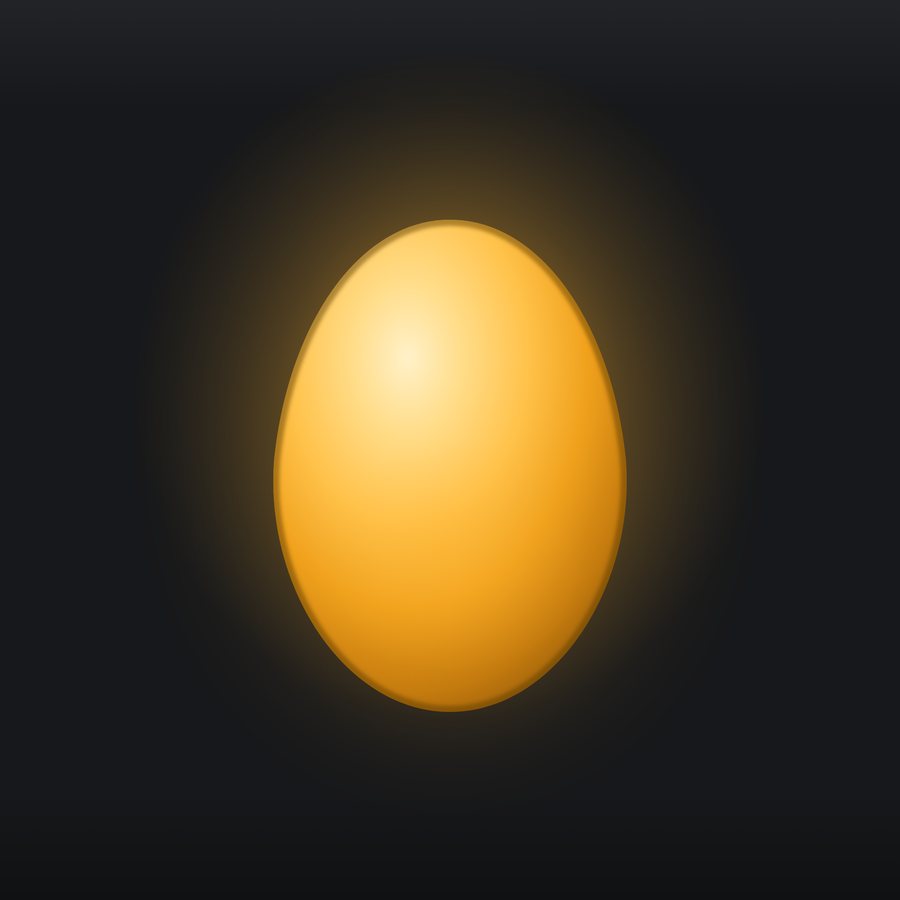 An uncut polished golden egg.