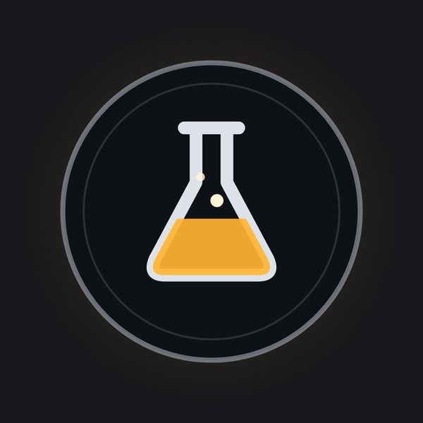 A roundel holding a conical flask of amber reagent.